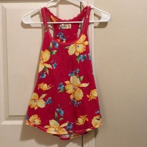 Red & Floral Hollister Racerback Tank Top